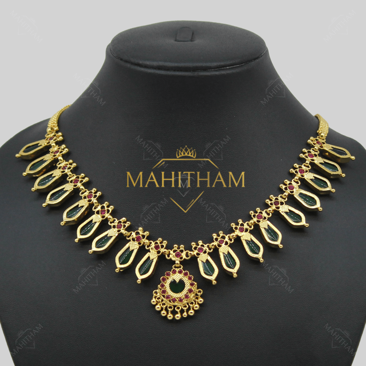 Green Nagapadam One Gram Gold Necklace with Locket MG-957 –