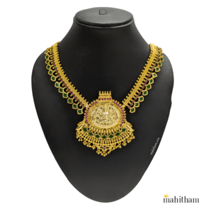 Gajalakshmi Locket with Green Palakka Chain