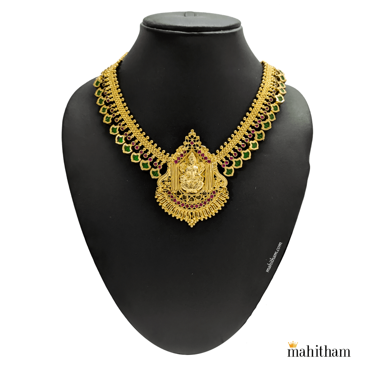 Lakshmi Locket with Palakka One Gram Gold Chain MG-945 - Mahitham Jewellery