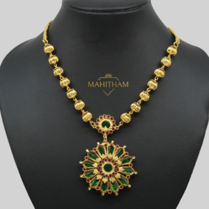 Designer Green Nagapadam Pendant with Balls Chain