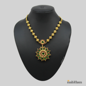 Designer Green Nagapadam Pendant with Balls Chain