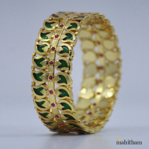 Double Side Mango Bangle with Ruby Red Stone