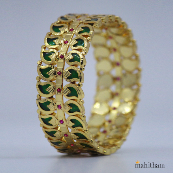 Double Side Mango Bangle with Ruby Red Stone