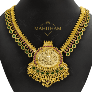 Gajalakshmi Locket with Green Palakka Chain