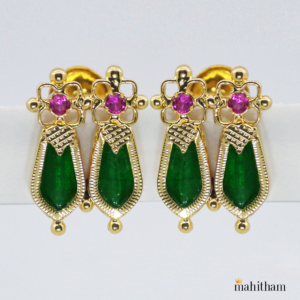 Green Double Nagapadam Ear Studs