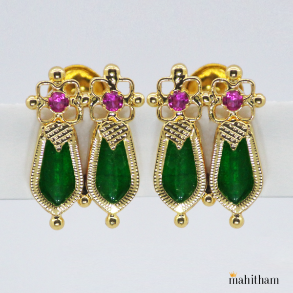Green Double Nagapadam Ear Studs