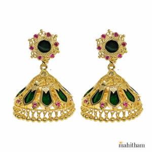 Green Nagapadam Jhumka with Ruby Red Color Stones