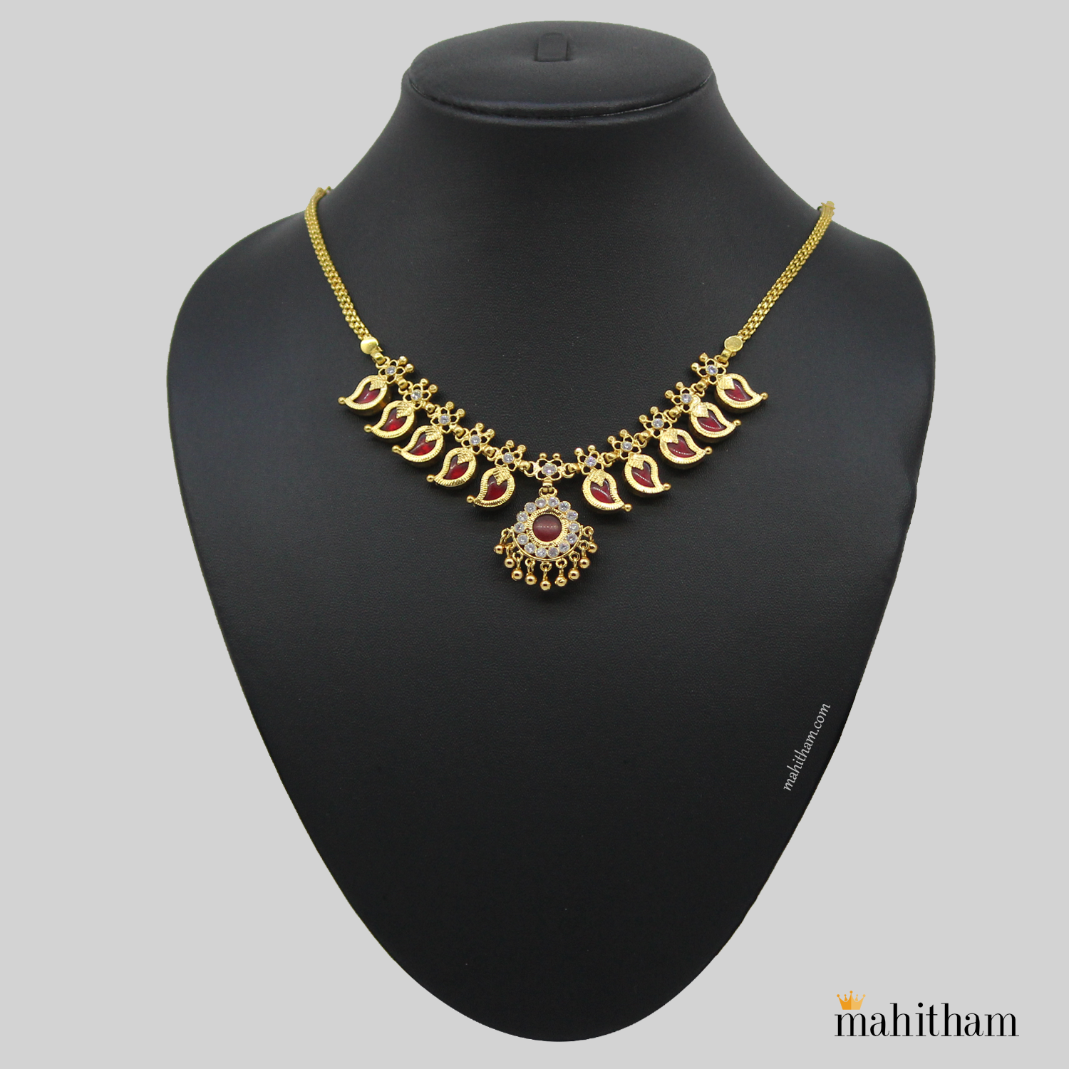 One gram gold shop white stone necklace