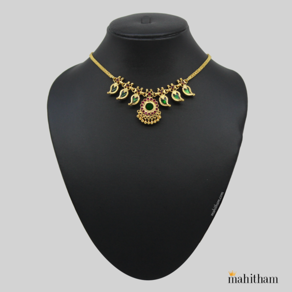 Designer Green Mango Necklace With Ruby Red Stone