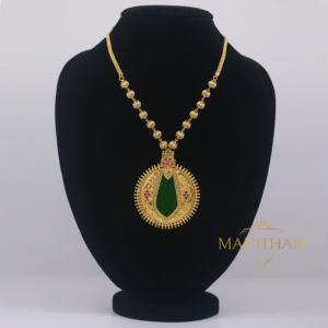 Nagapadam Big Green Stone Locket with Balls Chain