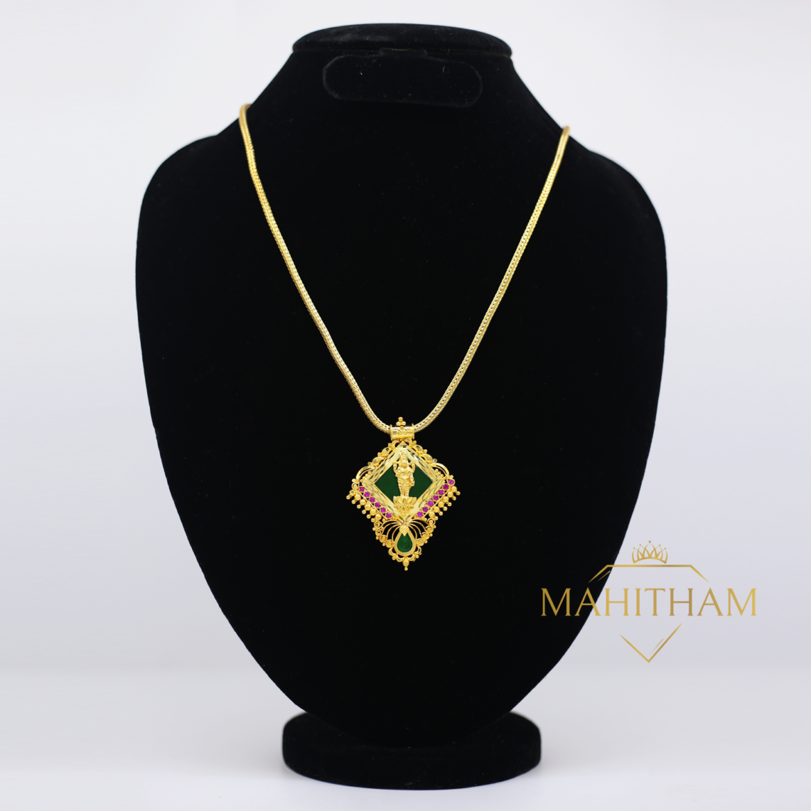 Avanika Lakshmi Locket One Gram Gold Chain with Ruby Red Stones MG-1043 ...