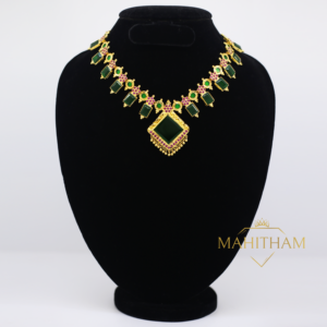 Green Bhavya Necklace with Ruby Red Stones