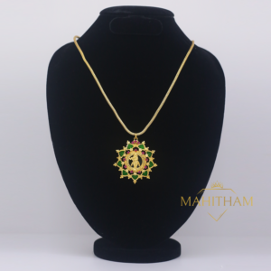 Green Palakka Krishna Locket with Ruby Red Stones
