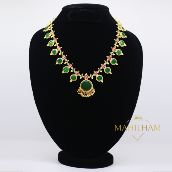 Green Aarathana Necklace with Ruby Red Stones