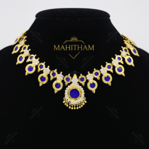 Blue Mahima Necklace with White American Diamond Stones