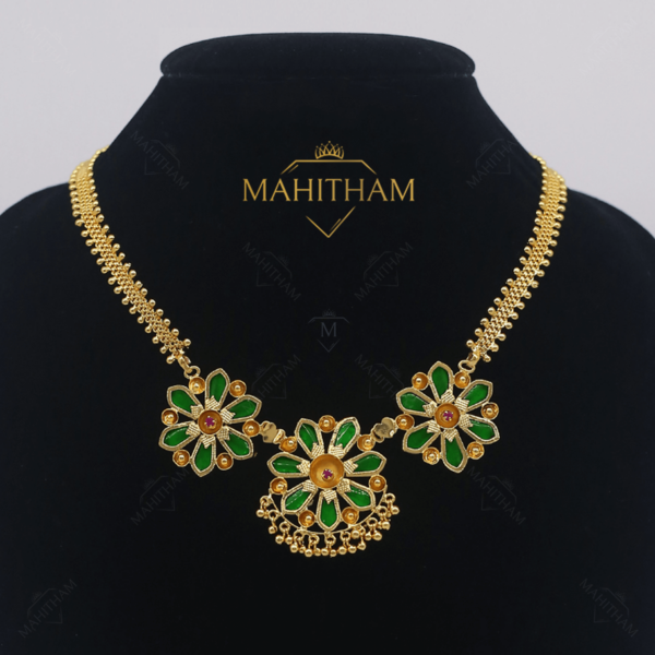 Green Nagapadam Long Nayana Necklace