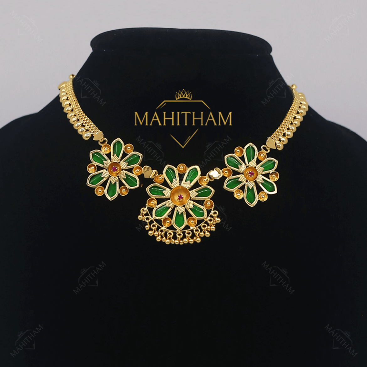 Green Nagapadam Nayana One Gram Gold Necklace MG-1016