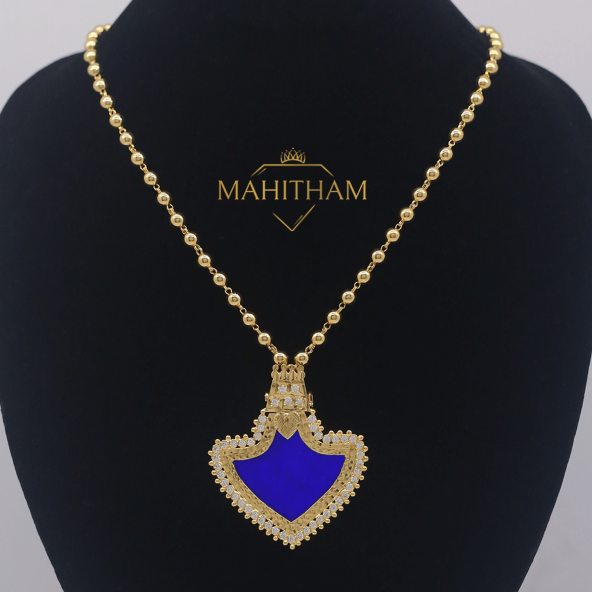 Premium Blue Palakka One Gram Gold Locket with Balls Chain MG-1022 ...