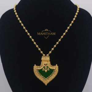 Premium Green Palakka Locket with Balls Chain
