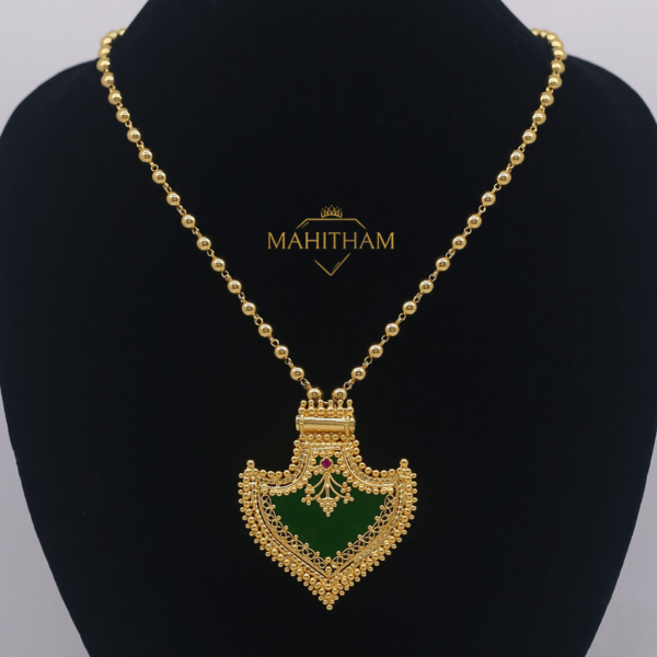 Premium Green Palakka Locket with Balls Chain