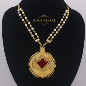Red Palakka Big Locket with Double Balls Chain
