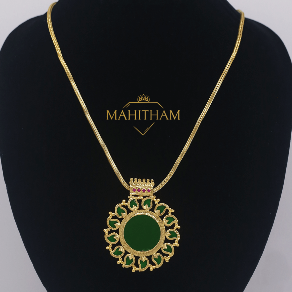 Traditional Green Mango One Gram Gold  Pendant with Chain MG-1033
