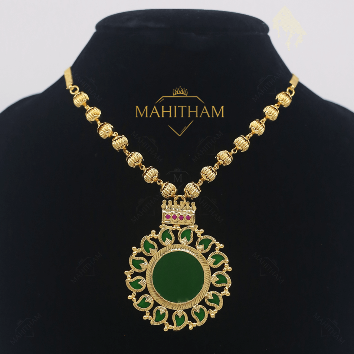 Traditional Mango Pendant with Balls One Gram Gold Chain MG-1010