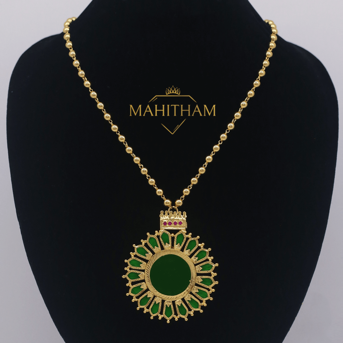 Traditional Nagapadam One Gram Gold Pendant with Balls Chain MG-1031