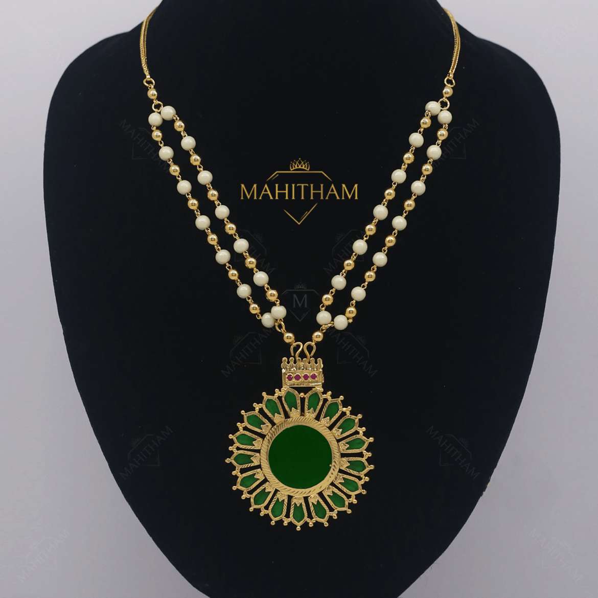 Traditional Nagapadam One Gram Gold Pendant with Double Balls Chain MG-1007