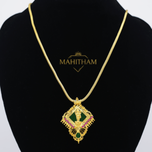 Avanika Lakshmi Locket Chain with Ruby Red Stones