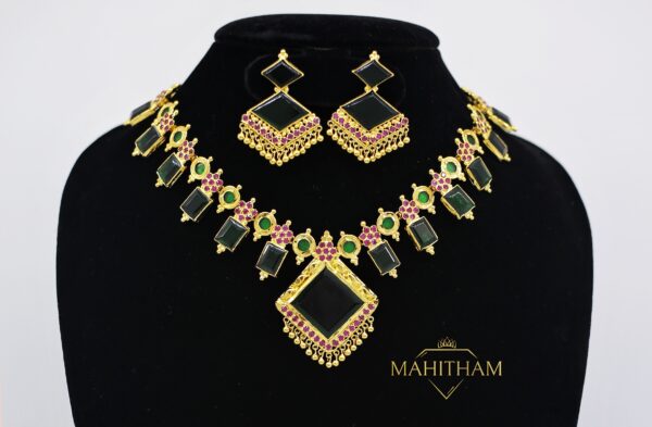 Green Bhavya Necklace, Traditional premium one gram gold jewellery for women