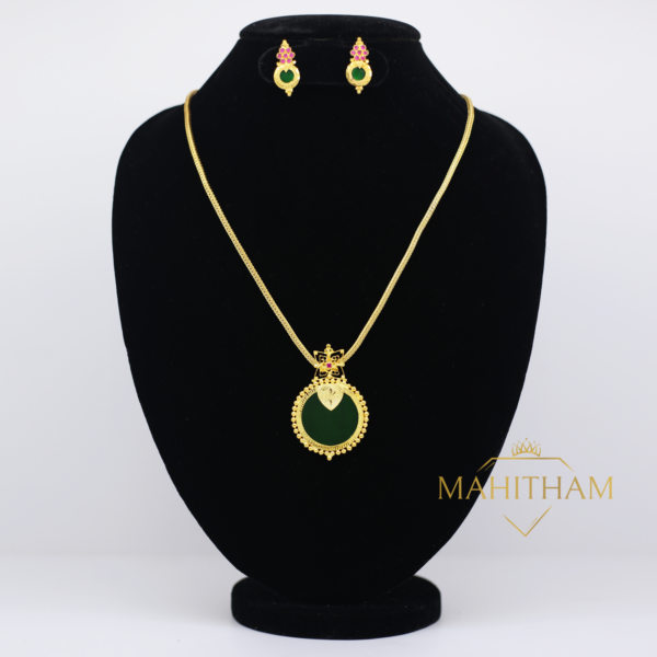 Lokitha Green Palakka Chain Set is a Traditional south indian One Gram gold jewellery for women