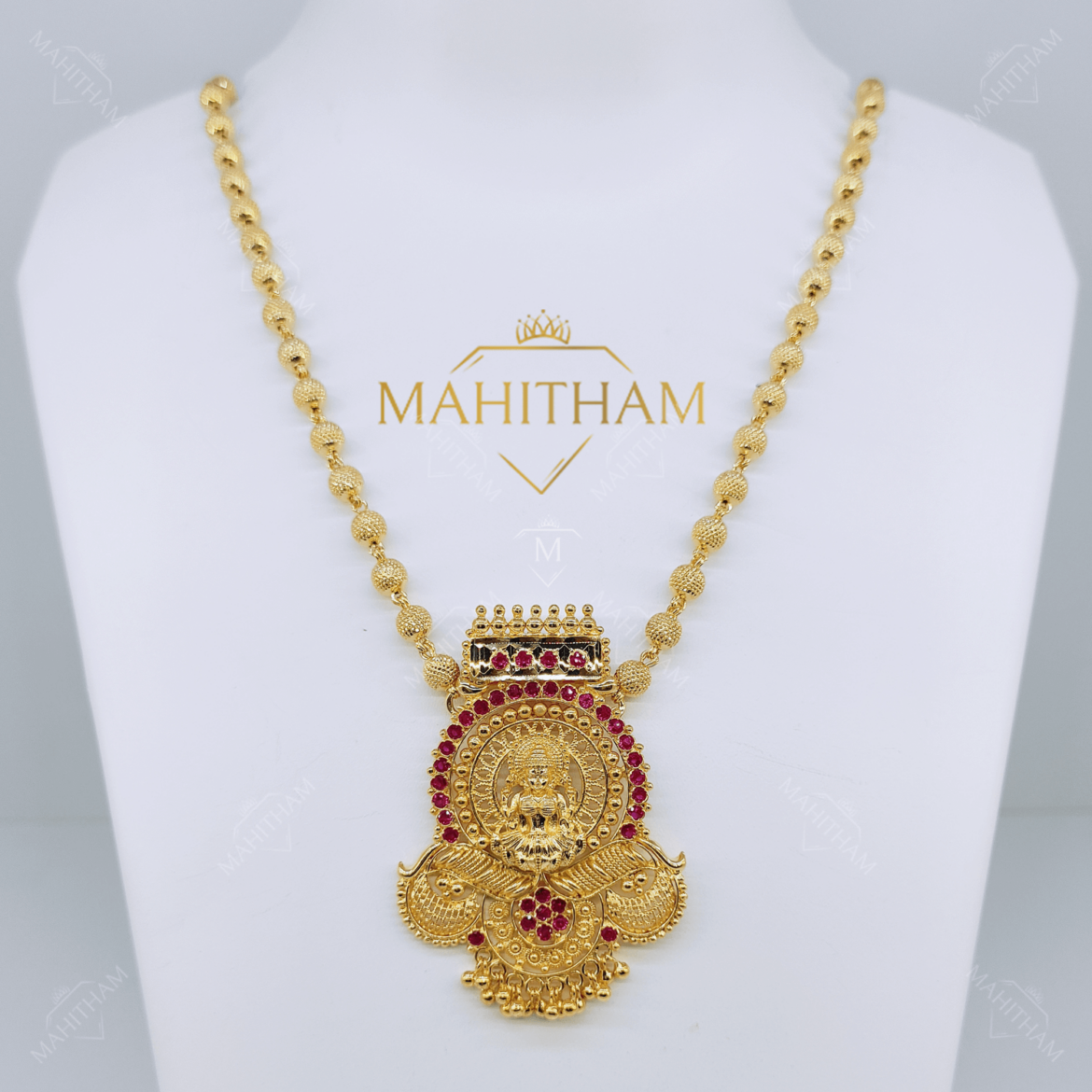 Designer Badhra Devi One Gram Gold Locket with Balls Chain MG-1097