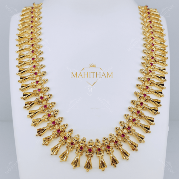 Designer Shang Pushpa Long Chain With Ruby Red Stone