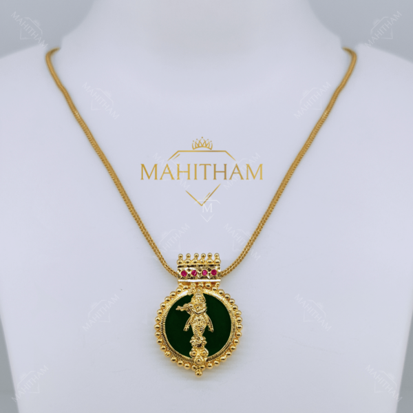 Lord Krishna Palakka One Gram Gold Pendant Chain MG 1080 Mahitham Jewellery