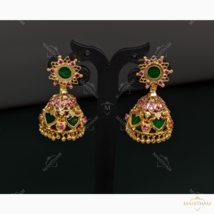 Designer Green Palakka Jhumka Medium