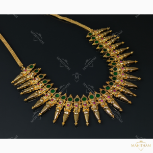 Green Palakka Round Stone Gopi Necklace