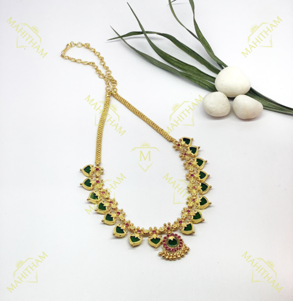 Green Palakka ruby red stone necklace