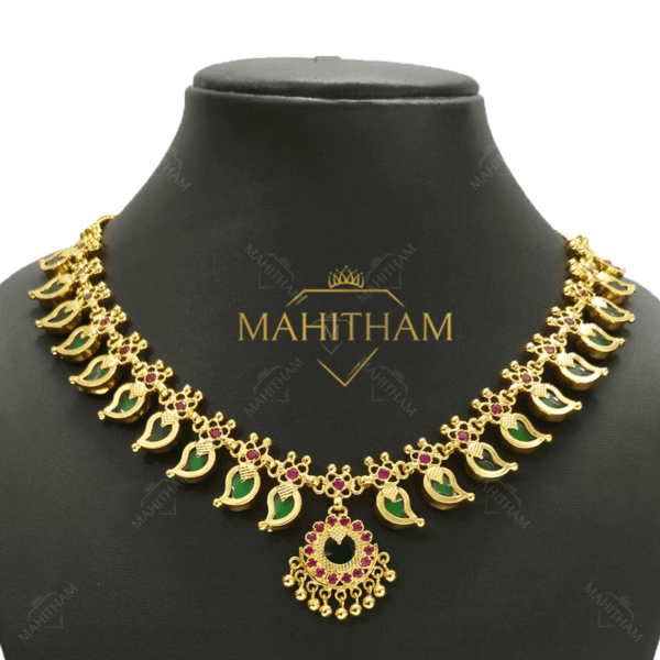 One Gram Gold nagapadam green necklace