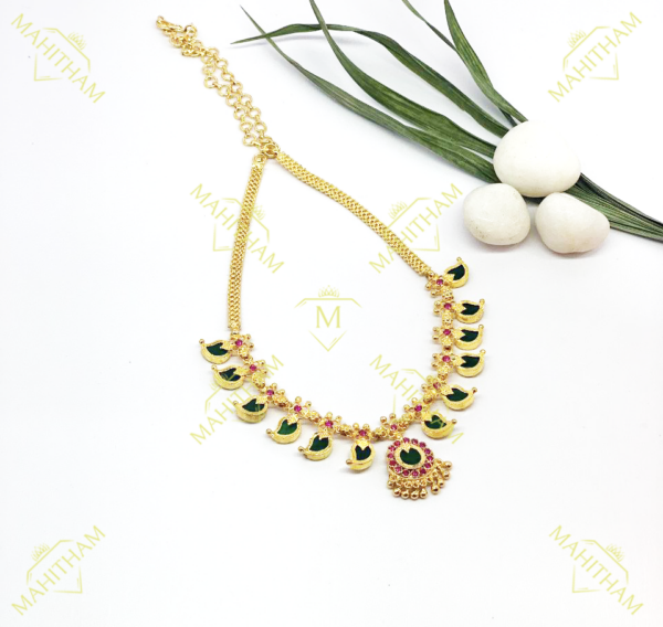 Green Nagapadam ruby red stone necklace
