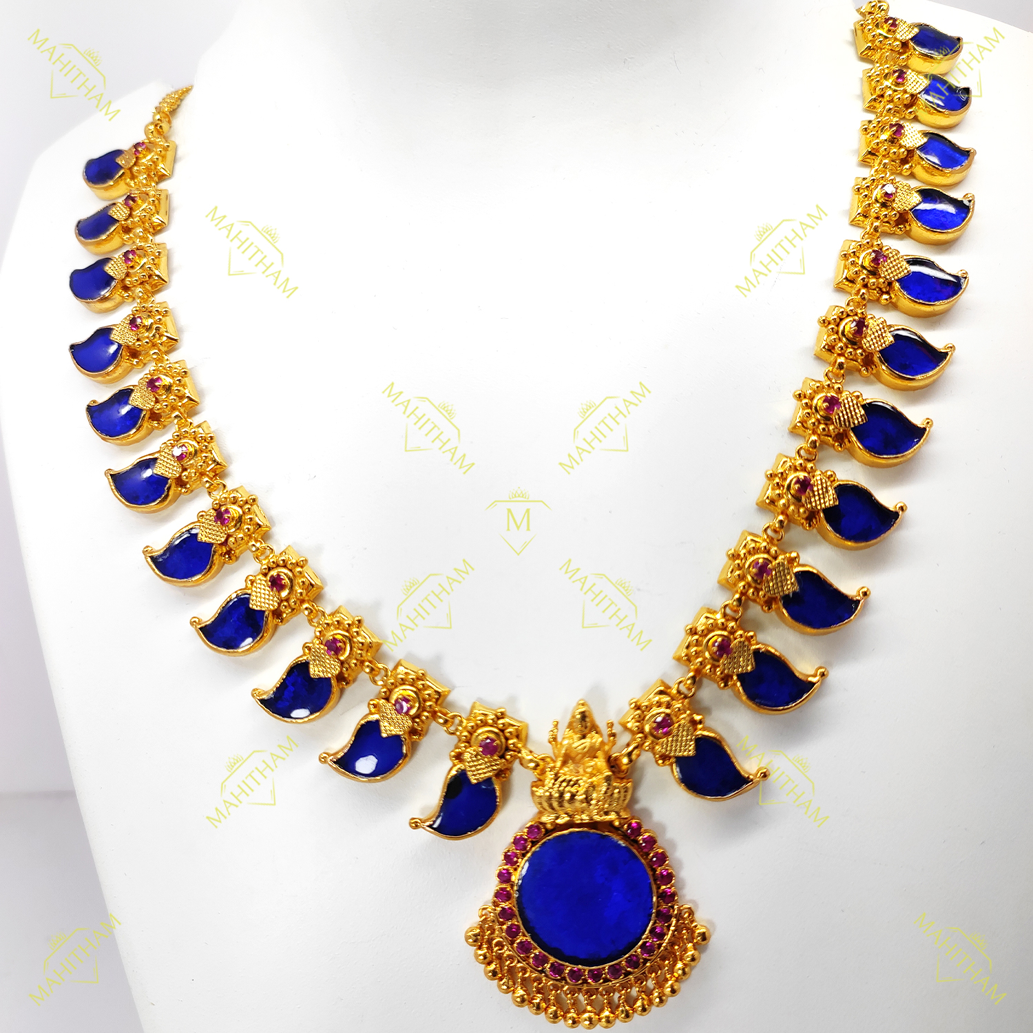 Elegant Blue Stone Necklace | Kameswari Jewellers