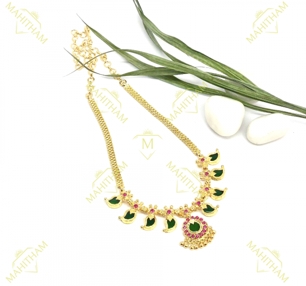 One Gram Gold Palakka Mango necklace