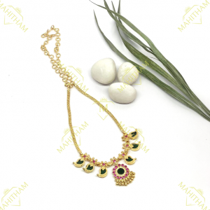 One Gram Gold Green Palakka Mango Green Necklace