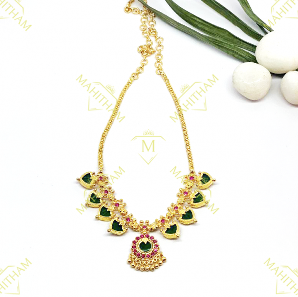 One Gram Gold Palakka Green Necklace