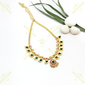 One Gram Gold Green mango necklace