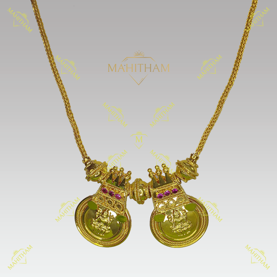 Two Small Lakshmi Pathak With Stone Balls Chain MG – 1184