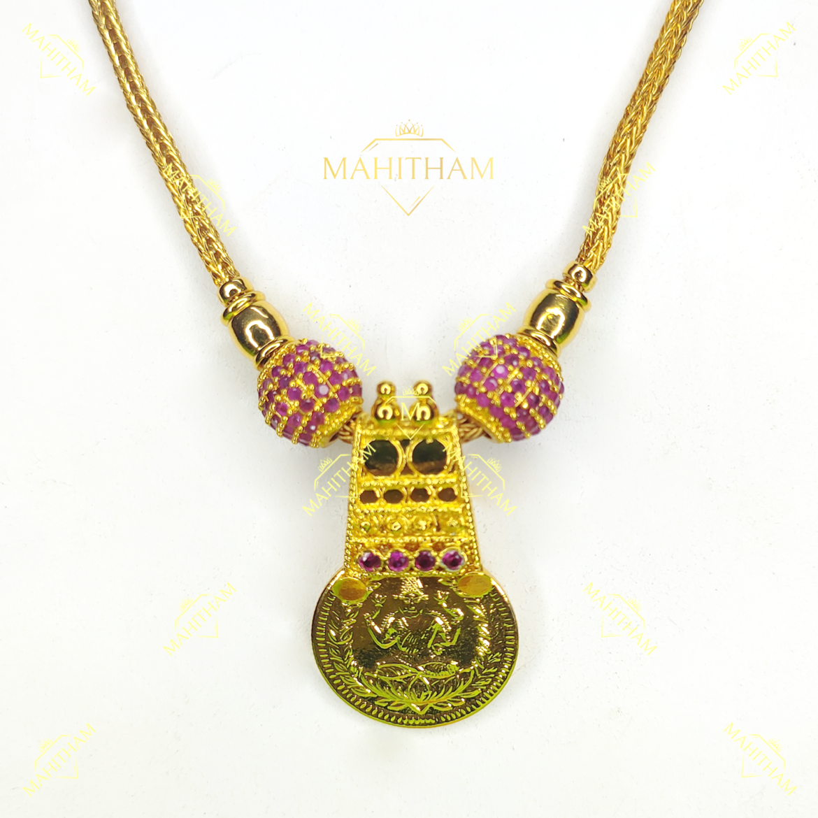 Single Coin Lakshmi Pathak with Stone Balls Chain MG- 1183
