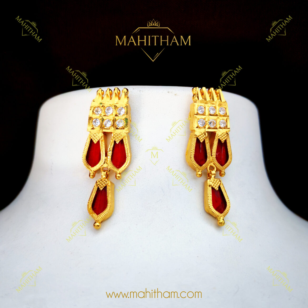 Mahitham Trio Red Nagapadam Earring MG-2063