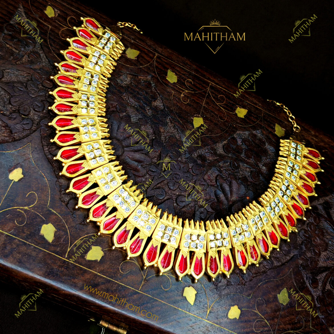 Mahitham Red Double Nagapadam With Ruby Necklace MG- 2062 – Available in Multiple Colours