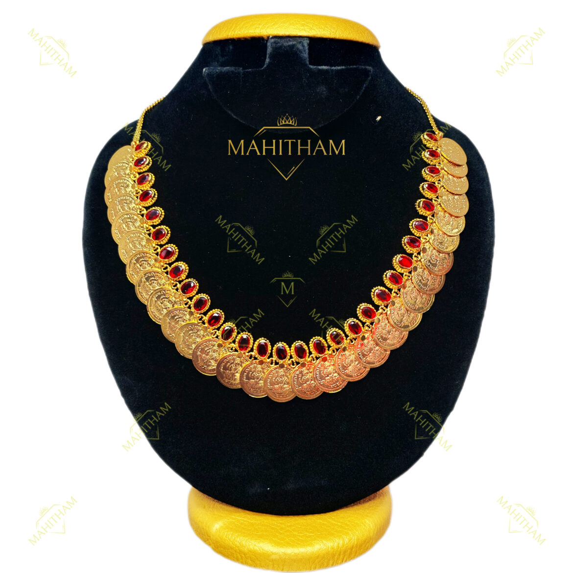 Mahitham Adukku Cash Lakshmi Necklace with Red Stones MG-2052